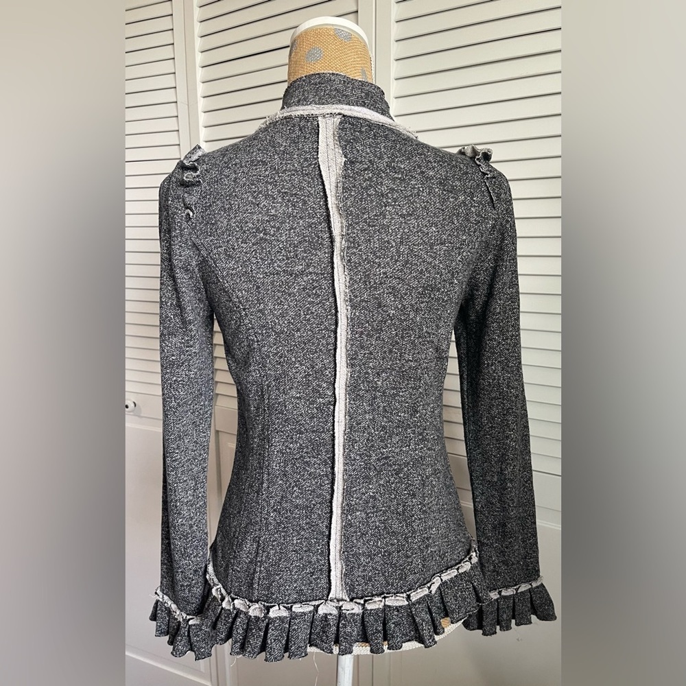 Daytrip ruffle clasp closed front bell sleeve sweater cardigan coat - Picture 4 of 5